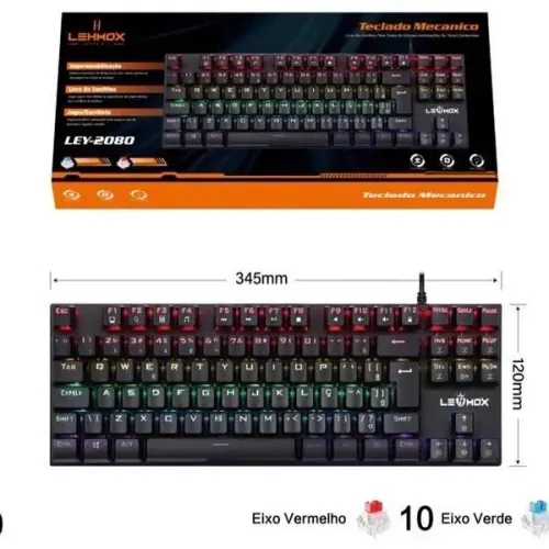 Teclado Mecânico Gamer Inteligente Pequeno Switch Azul Vemelho LEHMOX LEY-2080