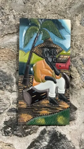 Quadro , escultura de madeira, 60x30
