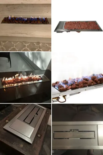 Lareira a gás de 60 cm em aço inox escovado direto da fábrica