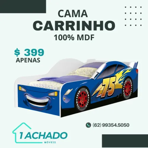 Cama Solteiro Carrinho Infantil 100% MDF (Novo na Caixa)