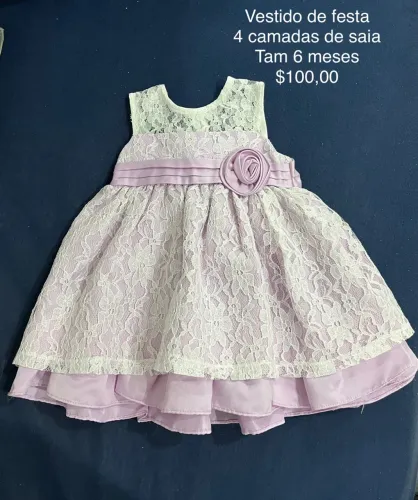 Vestido de festa. Tamanho 6 meses