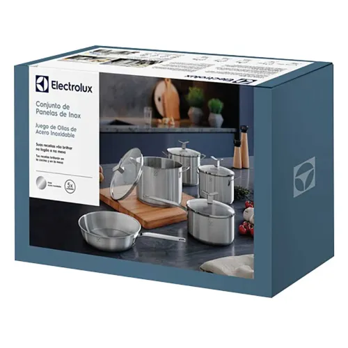 Conjunto de Panelas Electrolux Aço Inoxidável 5 Peças