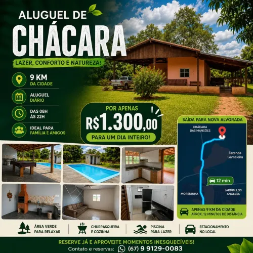 Chacara para locação