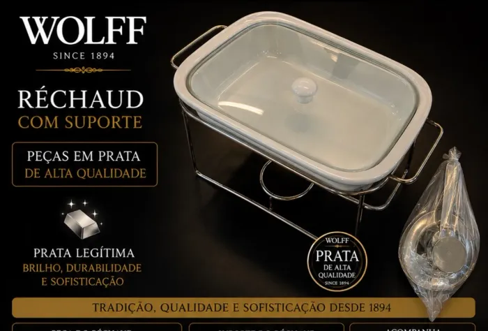 Réchaud de prata com refratário e tampa Wolf
