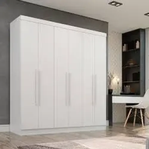 Guarda Roupa Recife 6Pts 2Gvs Branco Salleto - Entrega Rápida! 