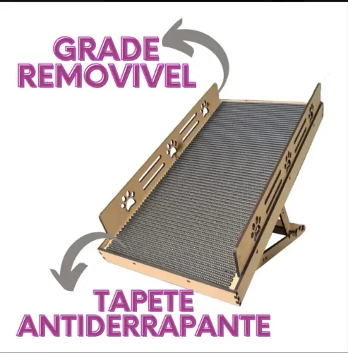 Rampa antiderrapante para cachorro e gato, com ajuste de altura