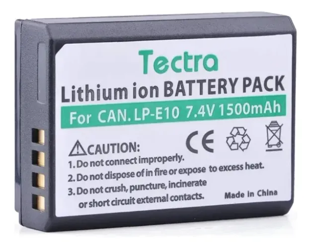Bateria Tectra Lp-E10 1500 Mah Câmeras Canon Dos Rebel T3 T6 T7 3000D Kiss X50 X80 4009D