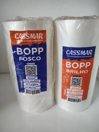 Lote Bobinas BOPP Cassmar (23cm x 250m) - 1 Brilho (Nova) + 1 Fosca (Usada) DESAPEGO