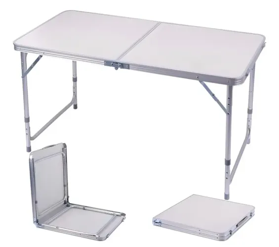 Mesa dobrável vira maleta 120cm x 60cm retangular branca