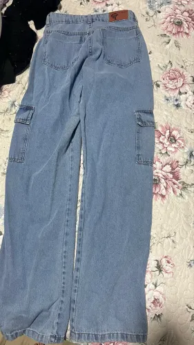 Calça jeans cargo feminino 36