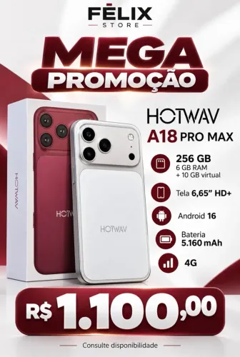 HOTWAV A18 Pro Max 256GB 16GB RAM Android 16 - Mega Promoção