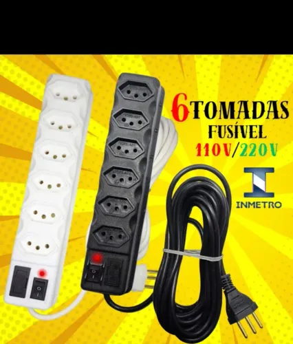 ?RÉGUA DE TOMADAS MODELO FILTRO DE LINHA FUSÍVEL ANTI CURTO ELÉTRICO EXTENSÃO ELÉTRICA mat