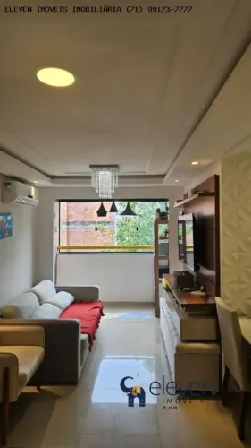 APARTAMENTO SEMIMOBILIADO À VENDA EM SALVADOR 2/4, UMA SUÍTE COM PISCINA, 1º DE ESCADAS
