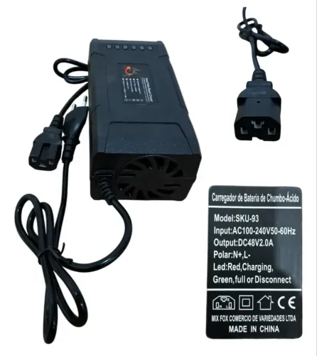 Carregador fonte para moto elétrica 48v12ah chumbo