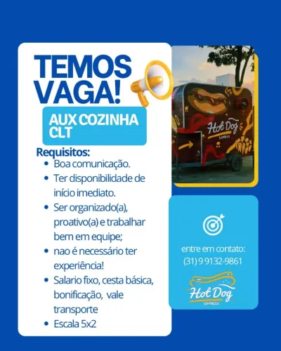 Auxiliar de Cozinha Bairro Castelo
