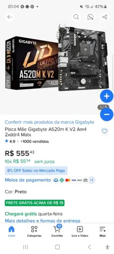 Placa Mãe a520m k v2 **(NOVA)**