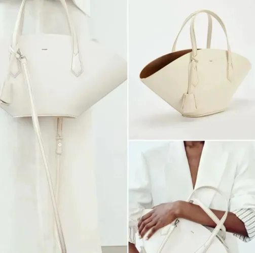 bolsa zara com necessaire branca/creme