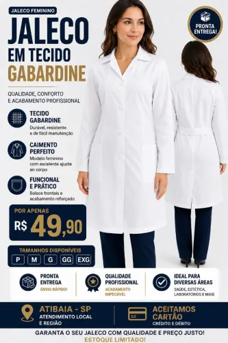 Jaleco feminino acinturado
