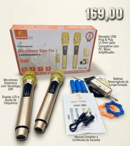 produtmicrofone sem fio profissional Onprime HSM-285. 
