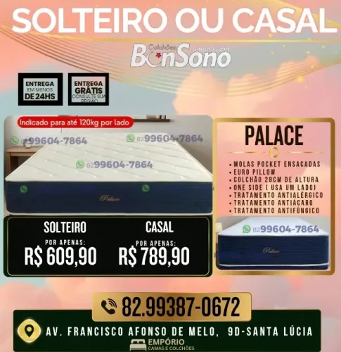 Colchao casal ou solteiro Bonsono molas ensacadas pronta entrega