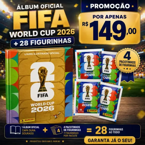 1 Álbum da Copa Capa de Ouro + 28 Figurinhas