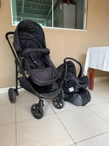 Carrinho de bebê kit completo Moisés e Bebê conforto Galzerano Olympus Preto