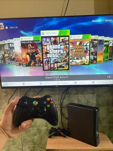 Xbox 360 desbloqueado RGH 2 controles + 30 jogos