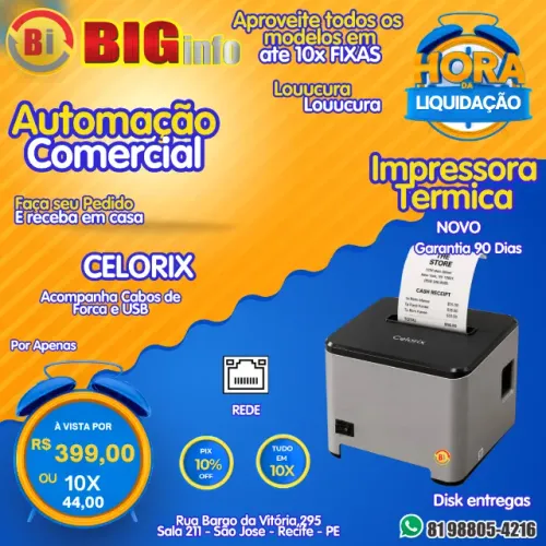 Impressora computador Usb Rede Ethernet Lan Com Guilhotina - Em ate 10x Fixas