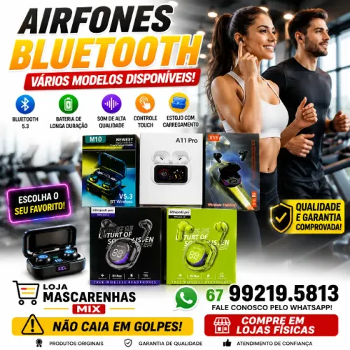 Fones de Ouvido Airfones Bluetooth TWS Vários Modelos Cod: