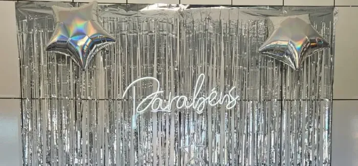 Letreiro Parabéns em Neon LED 60cm Decoração Festa Aniversário Painel Instagramável