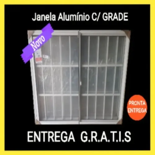 Janela Alumínio Branco com Grade Frete G.R.Á.T.I.S
