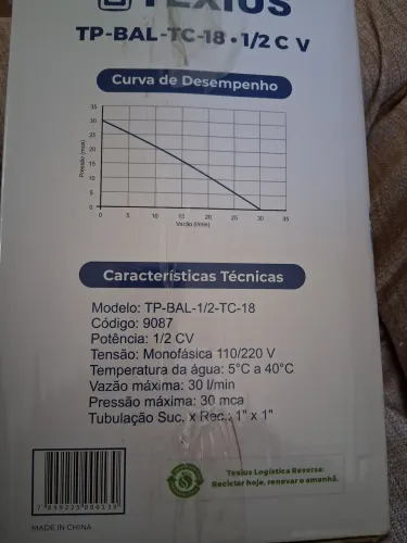 Pressurizador Texius TC 18 Bivolt - Novo na Caixa | Com Nota Fiscal e Garantia
