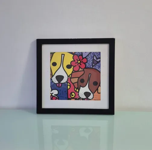 Quadro decorativo, gravura Romero Brito. Bom estado.
