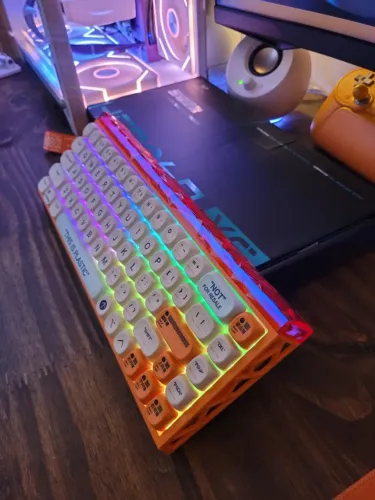 Teclado Magnético AULA HERO 68 XS - Hall Effect 8K | Branco/Laranja