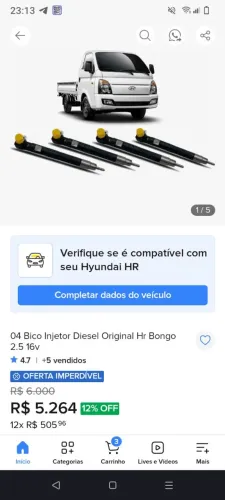 04 Bico Injetor Diesel Original Hr Bongo 2.5 16v