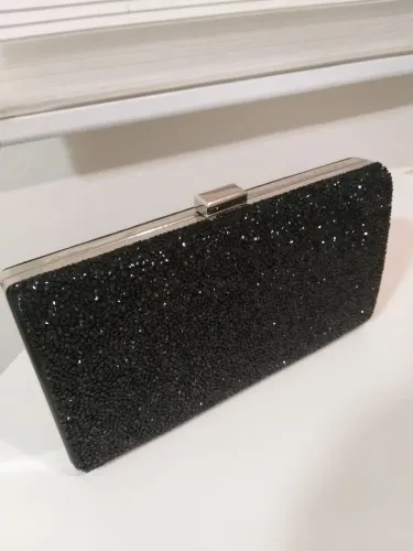Bolsa De Festa Clutch Preta de Strass Nova