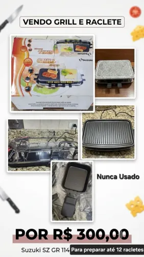 Vendo Grill Raclete para 12 pessoas