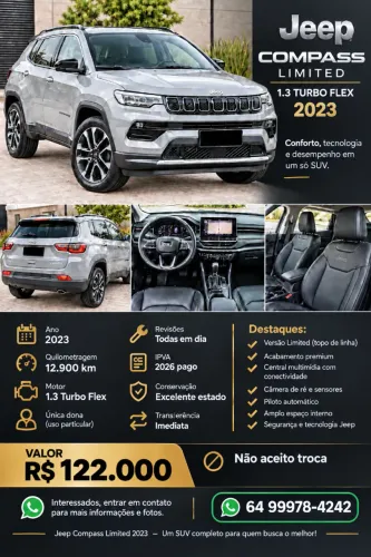 Jeep Compass Limited T270 1.3 TB 4X2 Flex AUT 2023