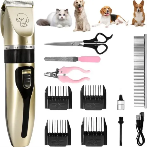 Kit Máquina Para Tosar Pet + Tesoura + Pente + Lixa Máquina Profissional Para Cachorro 