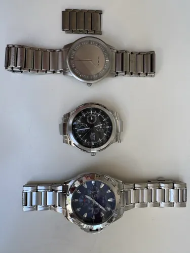 3 Relógios Technos Titanium, Casio Edifice e Guess WaterPro