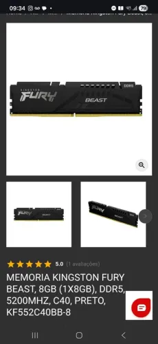 Memória RAM Kingston Fury Beast DDR5 16GB LACRADO