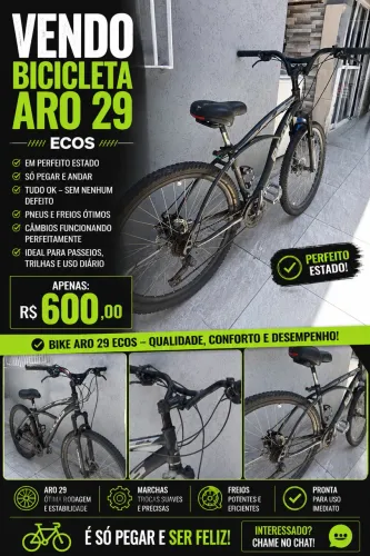 BICICLETA ARO 29 SEMI NOVA ECOS