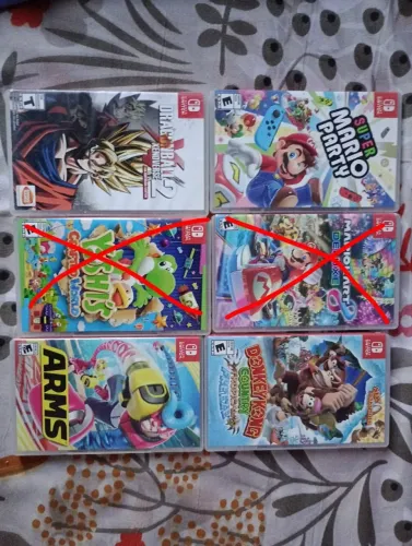 4 Jogos Switch: Mario Party, DK, Arms, DBZ