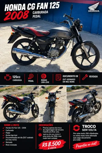 Cg fan 125 ano 2008 carburada