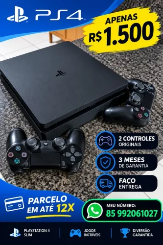 PS4 SLIM - 2 Controles Originais + Jogos