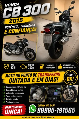 Cb 300 de garagem só no ponto de transferir