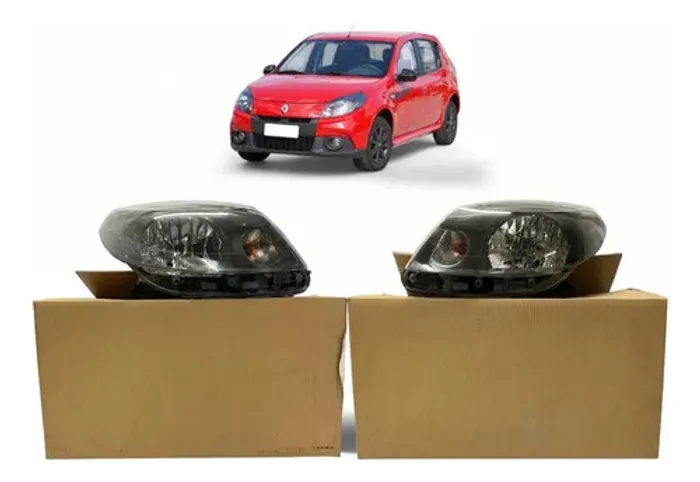 Farol Renault Sandero M. Cinza Direito 2007 A 2014 Original Direito/passageiro