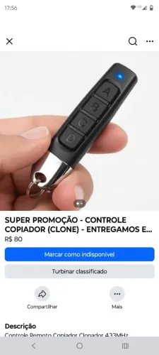 CONTROLE REMOTO INTELIGENTE PARA PORTÃO ELETRÔNICO. FAZ CÓPIA DO SINAL DE OUTRO CONTROLE.
