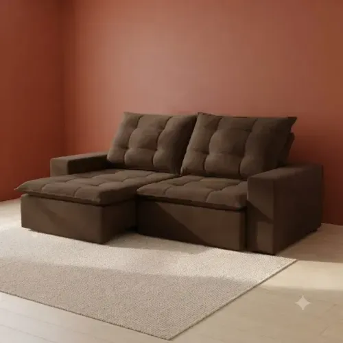 Oferta! Sofá Retrátil e Reclinável Angra Na Cor Marrom Novo!