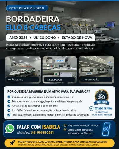 Bordadeira Ello 8 Cabeças 